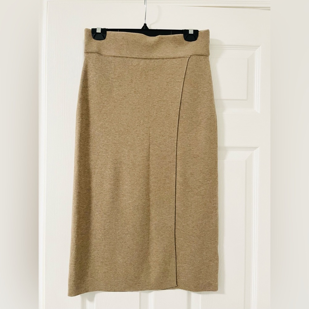 Club Monaco Taupe Knit Midi Skirt - Picture 2 of 3